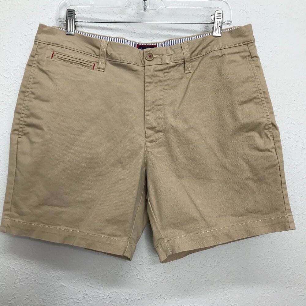 Untuckit St Vincent Shorts Mens 34 Beige Chino Casual Stretch 7" Flat Front